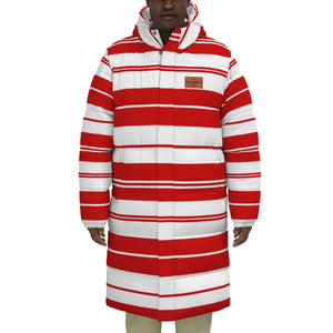 STRIPES REDWHT Unisex Long Down Jacket