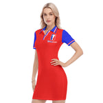 WESTSIDE BI-COLOR Women's Polo Collar Dress