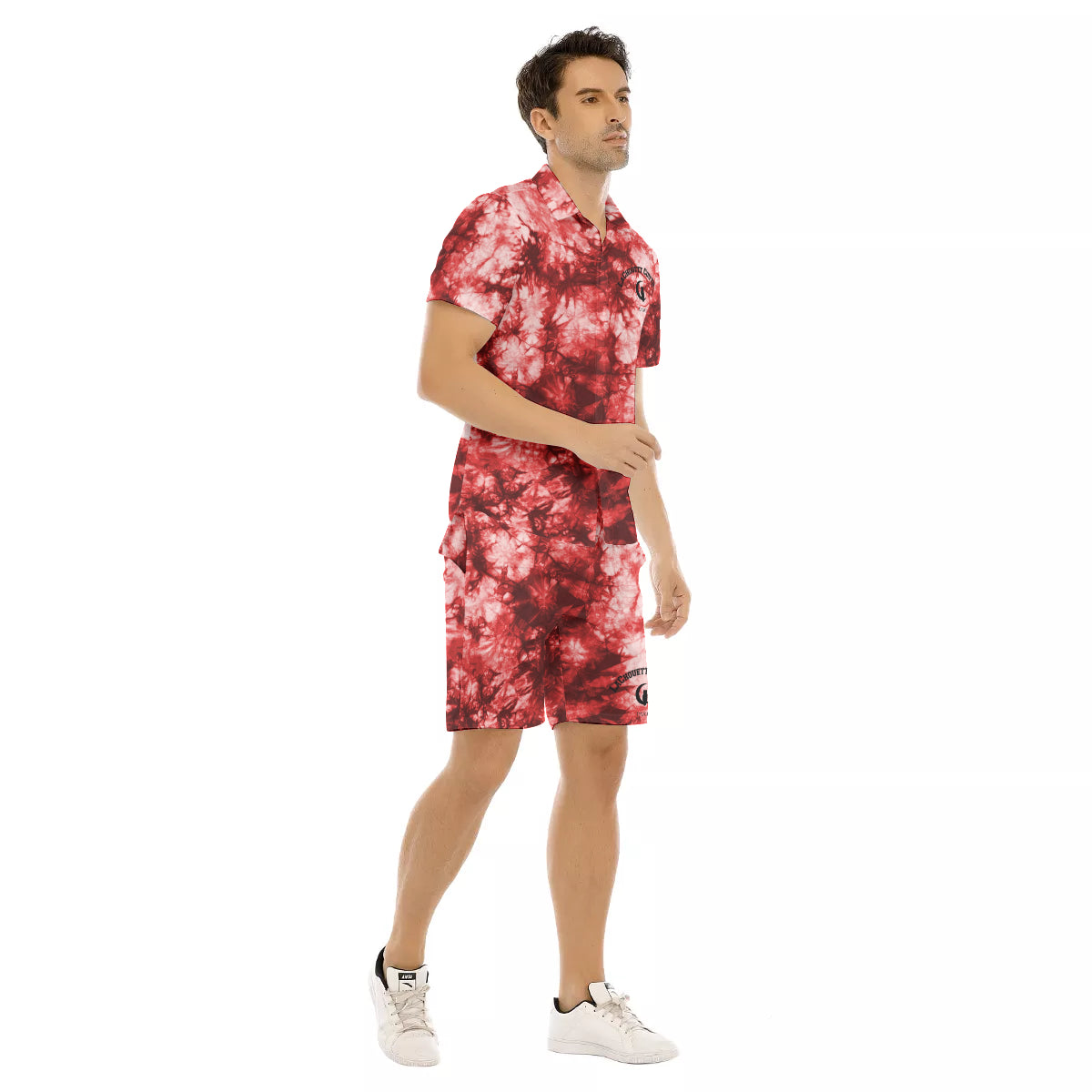 TIE DYE RED  Men's Short Sleeve Shirt Sets