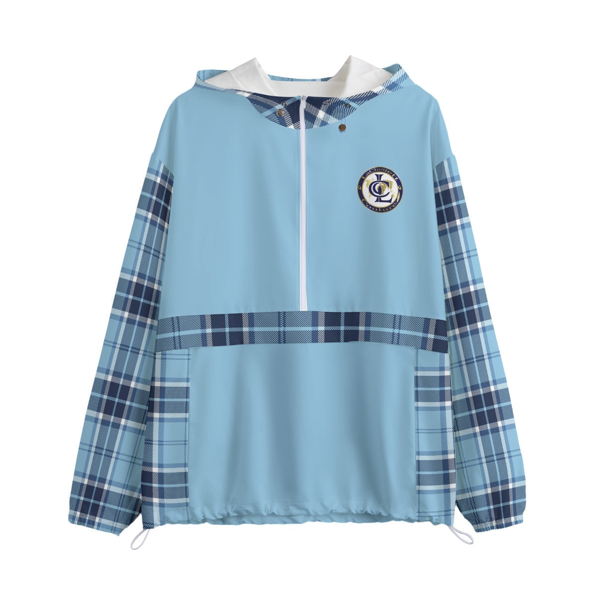 PLAID STYLE BLUE Unisex Jacket With Zipper