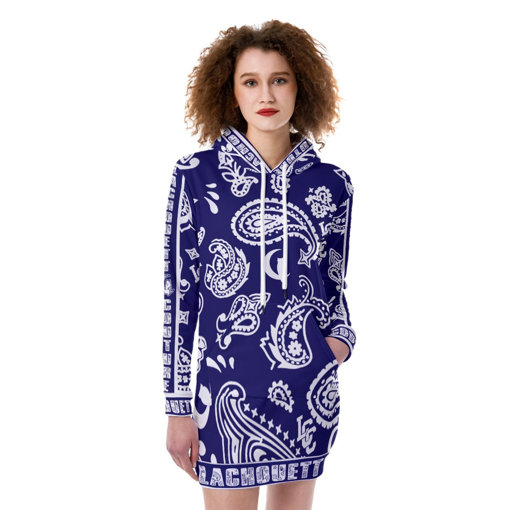 BANDANA PAISLEY NAVY Women's Heavy Fleece Long Hoodie