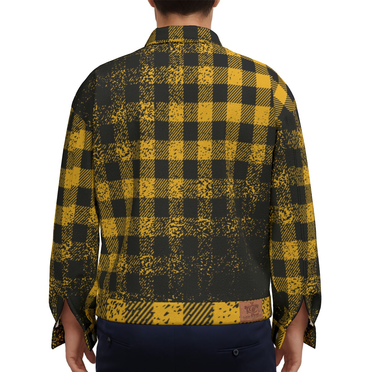 DUSTY PLAID YLW Unisex Lapel Jacket  Cotton