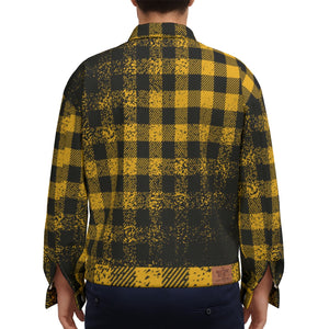 DUSTY PLAID YLW Unisex Lapel Jacket  Cotton
