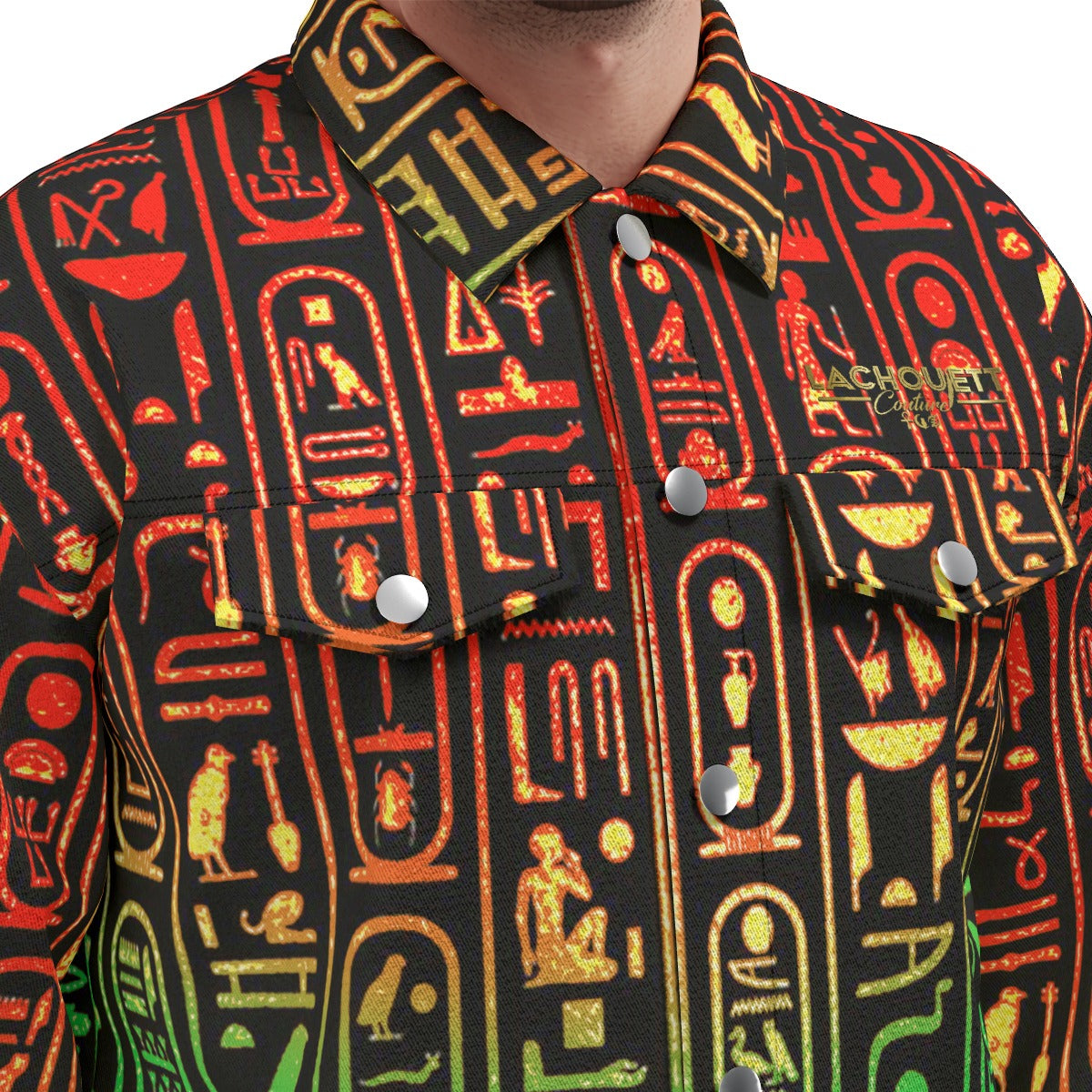 HIEROGLYPH RASTA Unisex Lapel Jacket Cotton