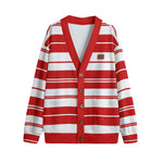 STRIPE UP BLOODY Unisex V-neck Cardigan With Button Closure
