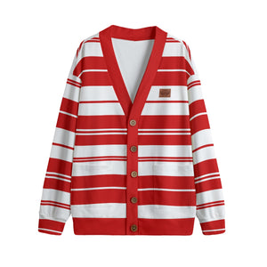 STRIPE UP BLOODY Unisex V-neck Cardigan With Button Closure