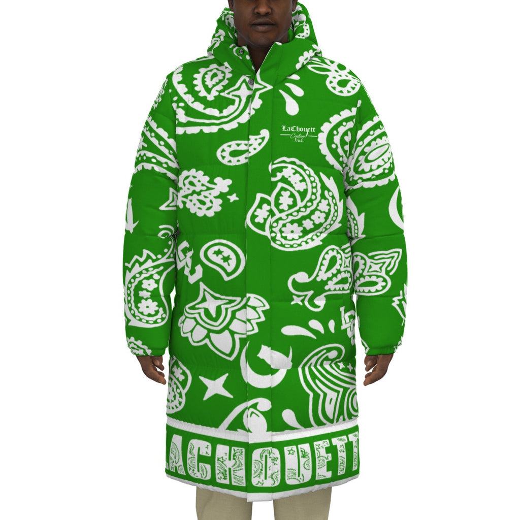 BANDANA COMPLEX GREEN Unisex Long Down Jacket