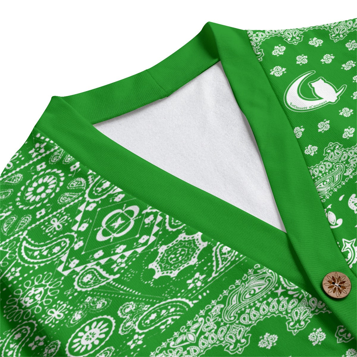 BANDANA MIX GREEN Unisex V-neck Cardigan With Button Closure