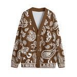 BANDANA PAISLEY BROWN Unisex Cardigan With Button Closure