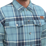 PLAID STYLE BLUE Unisex Lapel Jacket  Cotton