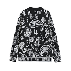 BANDANA PAISLEY BLC Unisex Cardigan With Button Closure