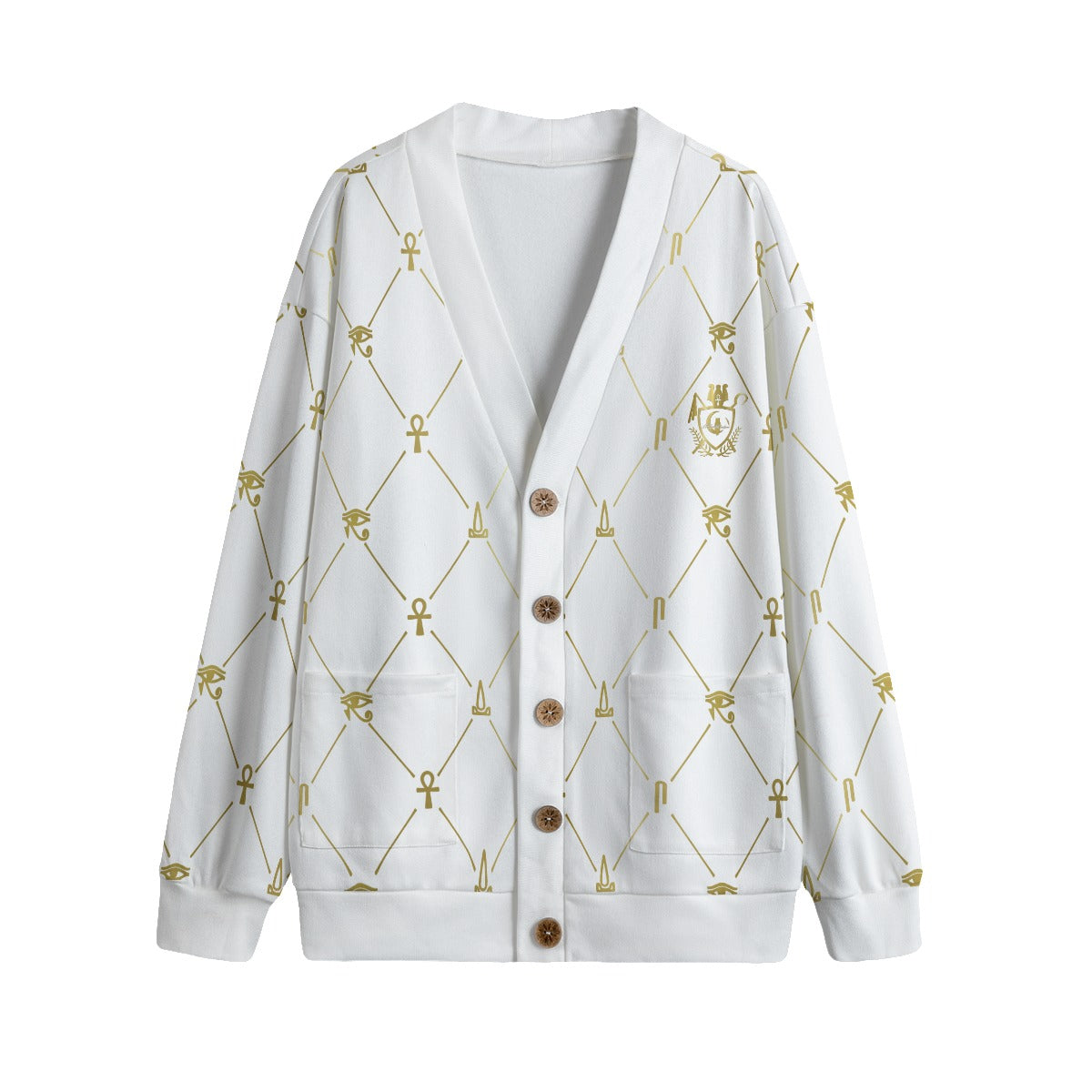 A.U.S DELUXE GLDWHT Unisex Cardigan With Button Closure