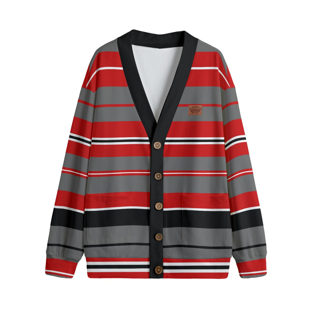 STRIPE UP BLOODYBLC Unisex V-neck Cardigan With Button Closure