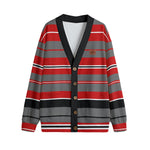 STRIPE UP BLOODYBLC Unisex V-neck Cardigan With Button Closure