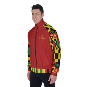 KENTE BUTAN RED Men's Stand Collar Jacket