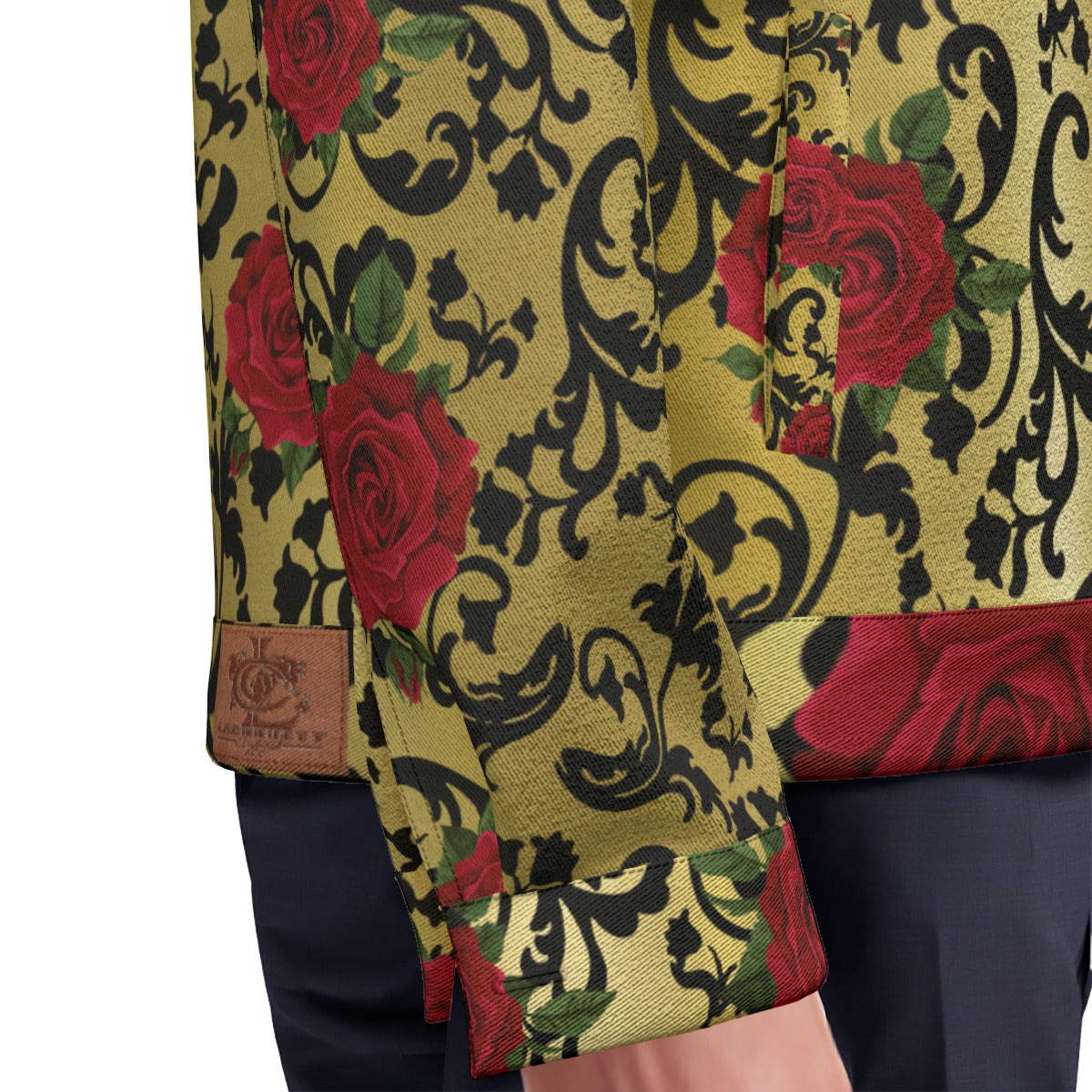 RED ROSES GLD Unisex Lapel Jacket Cotton