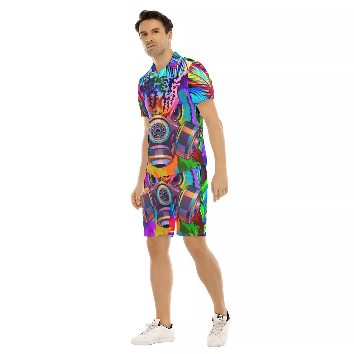 COLORFULL OWL Men's Short Sleeve Shirt Sets