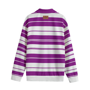 STRIPE UP GRAPES Unisex Lapel Collar Sweater