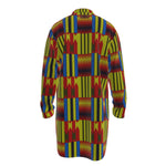 KENTE BLUE Men's Stand-up Collar Long Shirt