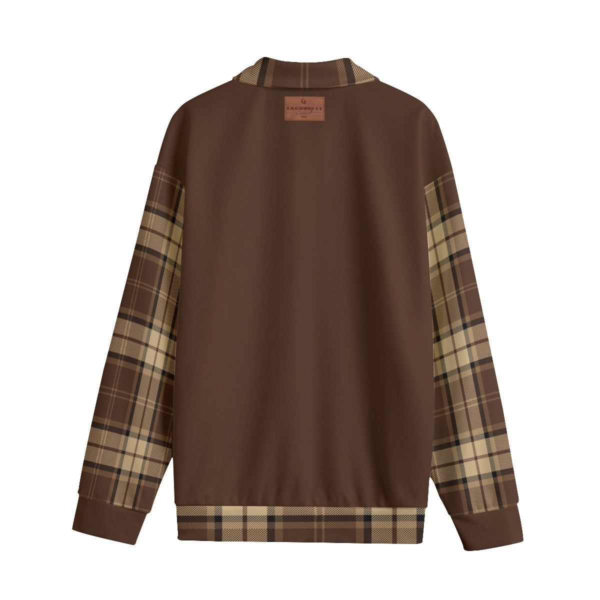 PLAID STYLE BROWN Unisex Lapel Collar Sweater