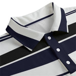 STRIPE UP NAVY Unisex Lapel Collar Sweater