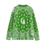 BANDANA GREEN Unisex V-neck Cardigan With Button Closure