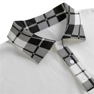 PLAID STYLE WHT1 Unisex Lapel Collar Sweater