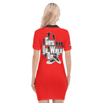 GET YA WALK ON RED Women's Polo Collar Dress