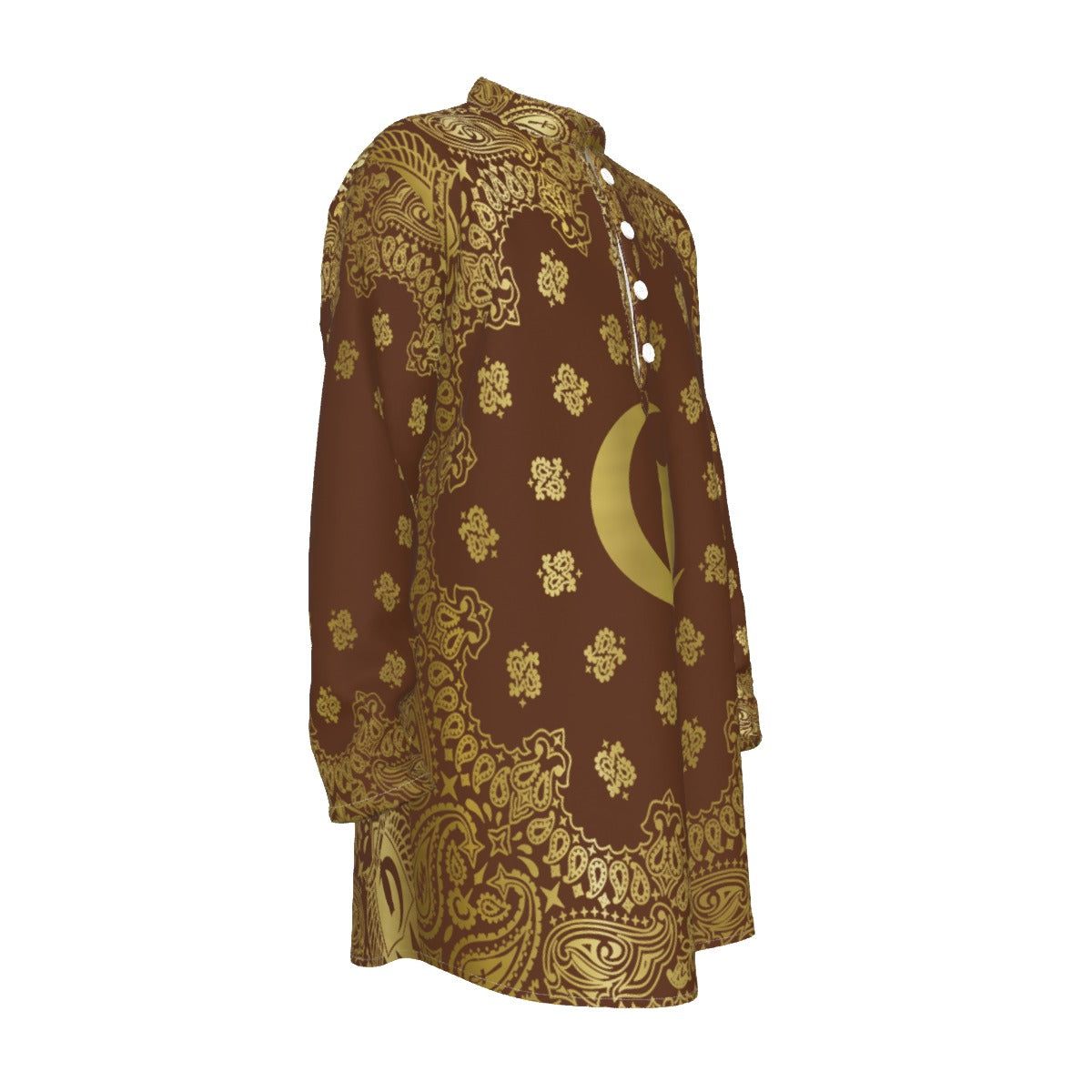 BANDANA GOLDBRWN Men's Stand-up Collar Long Shirt