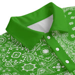 BANDANA MIX GREEN Unisex Lapel Collar Sweater