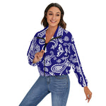 BANDANA PAISLEY NAVY Women's Stand Collard Jacket