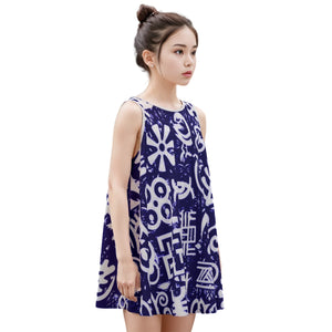 ADINKRA MXBLUE Kid's Sleeveless Dress Cotton