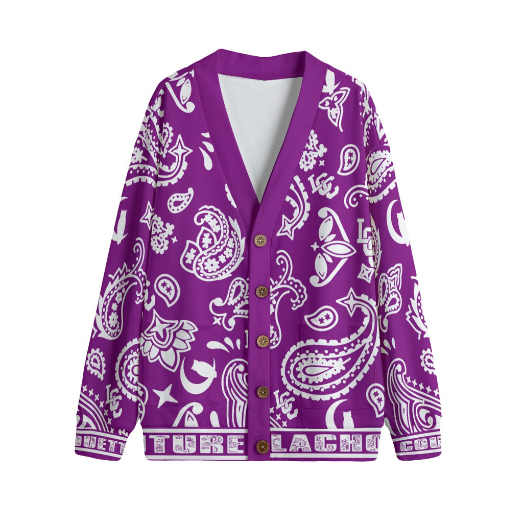 BANDANA PAISLEY GRAPES Unisex Cardigan With Button Closure