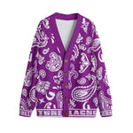 BANDANA PAISLEY GRAPES Unisex Cardigan With Button Closure