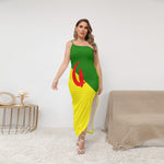 YANAZER Women's Oblique-Shoulder Exposure Dress With Side Split (Plus Size)