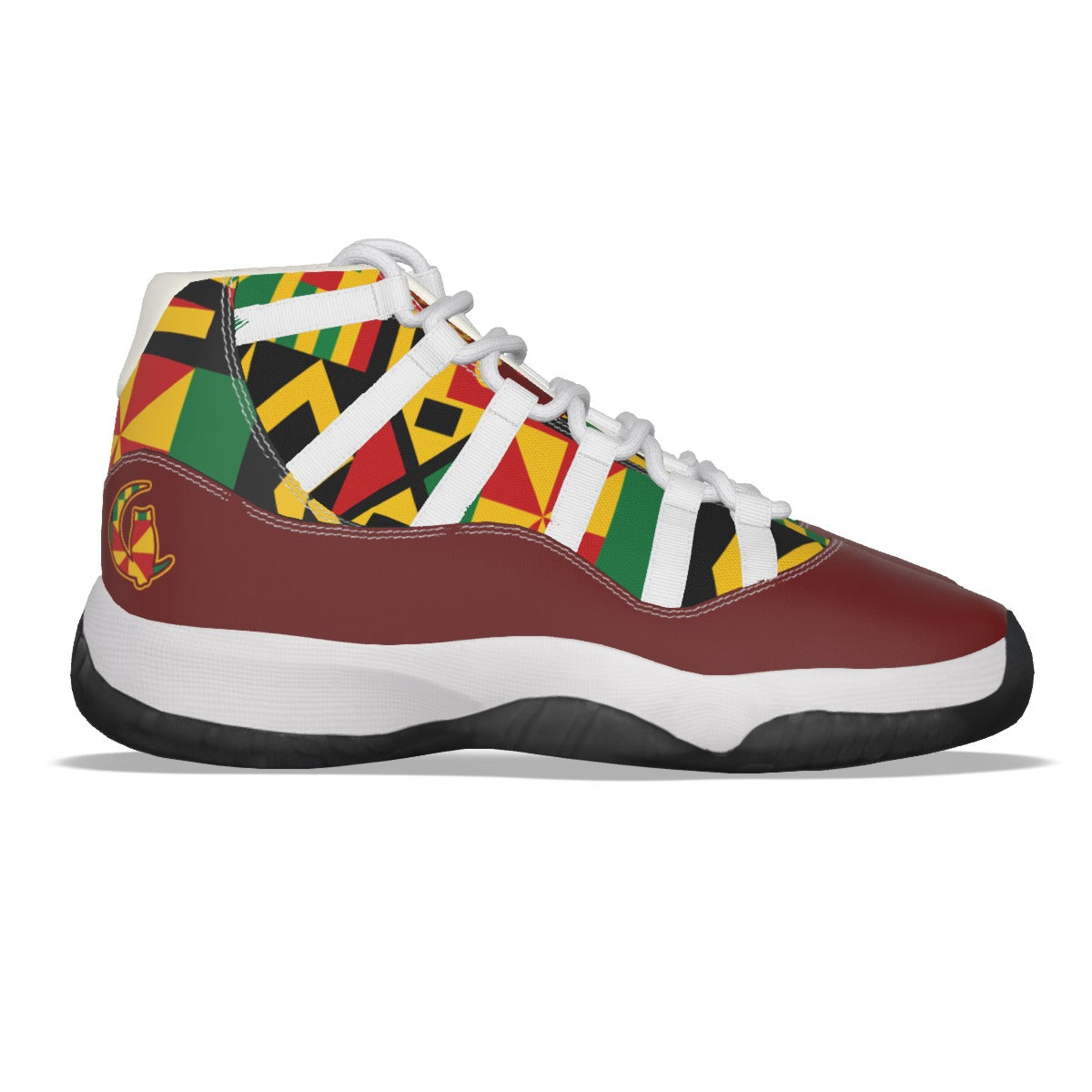 KENTE BUTAN RED High Top Basketball Shoes