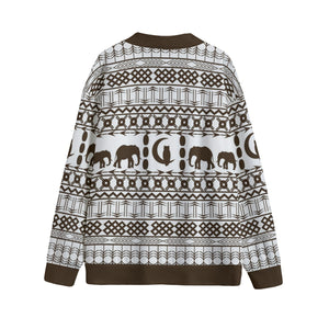 ELEPHANT ORNEMENT Unisex V-neck Cardigan With Button Closure