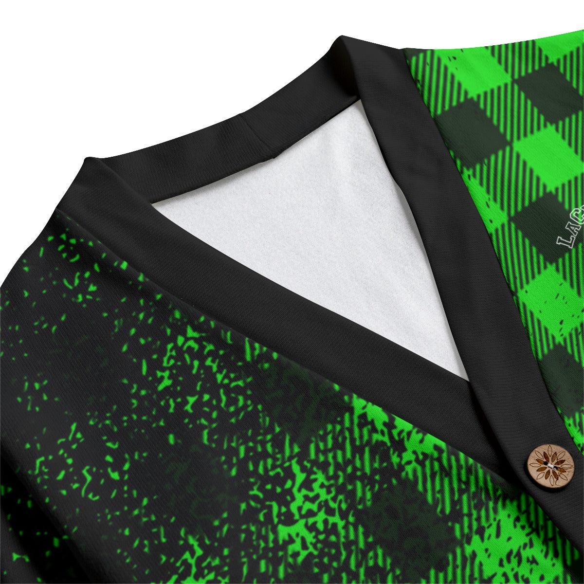 DUSTY PLAID GREEN Unisex V-neck Cardigan With Button Closure