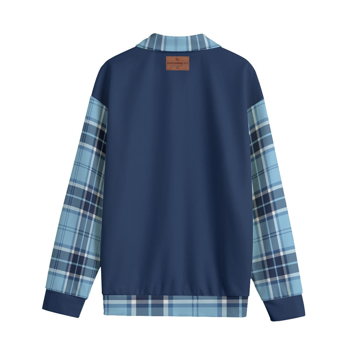 PLAID STYLE BLUE1 Unisex Lapel Collar Sweater