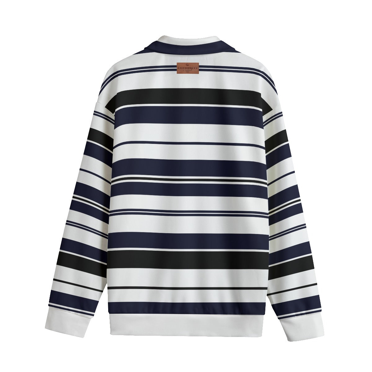 STRIPE UP NAVY Unisex Lapel Collar Sweater