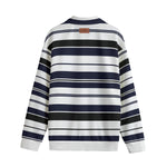STRIPE UP NAVY Unisex Lapel Collar Sweater