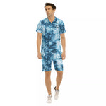 TIE DYE BLUE Men's Short Sleeve Shirt Sets
