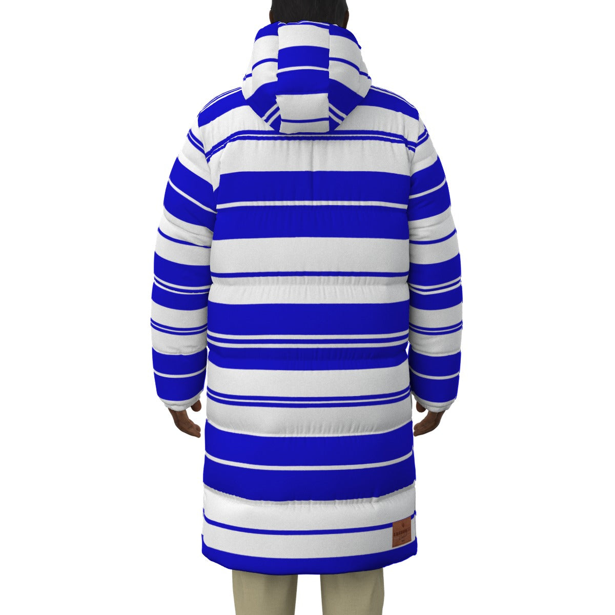 STRIPES BLUWHT Unisex Long Down Jacket