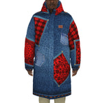 DENIM RED Unisex Long Down Jacket