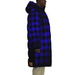 DUSTY PLAID BLUE Unisex Long Down Jacket