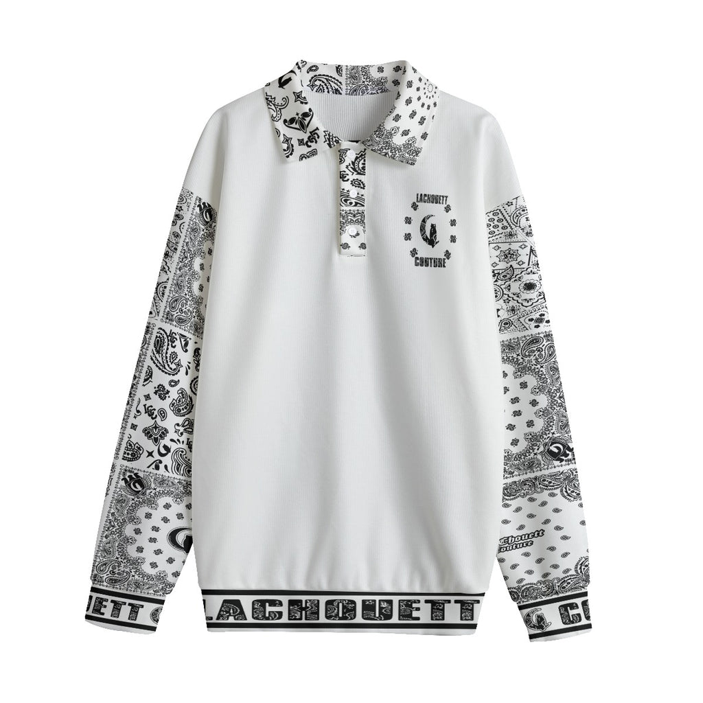 BANDANA MIX WHT1 Unisex Lapel Collar Sweater