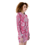 BANDANA PAISLEY PINKISH Women's Heavy Fleece Long Hoodie