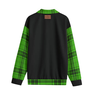 PLAID STYLE GREEN Unisex Lapel Collar Sweater