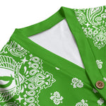 BANDANA GREEN Unisex V-neck Cardigan With Button Closure