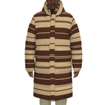 STRIPES BRWN Unisex Long Down Jacket